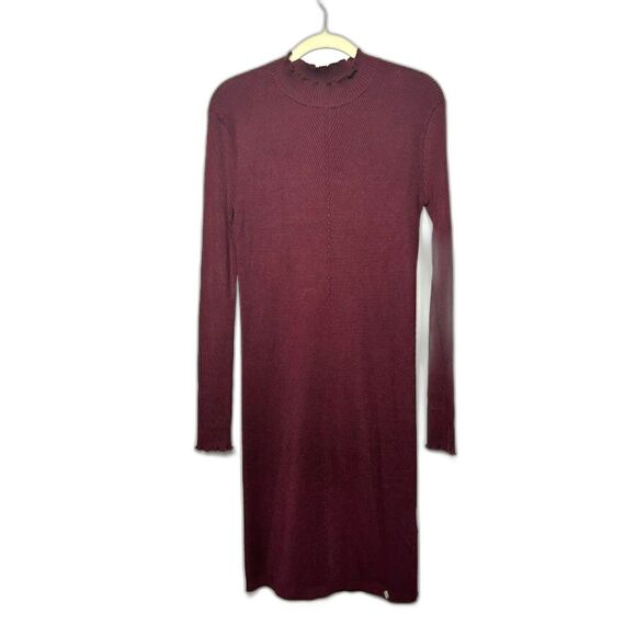Superdry Dress Women's Size Large 10 Maroon Liana Rib Knit Sweater Burgundy NWT - Picture 1 of 3
